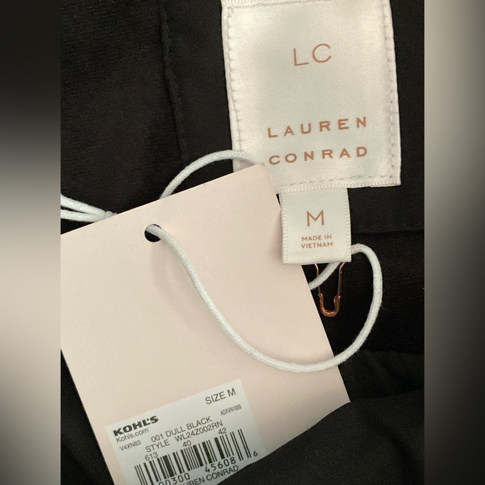 NWT LC Lauren Conrad Black Sueded Moto Jacket Collar Zippered Black Moto Coat - Picture 12 of 13